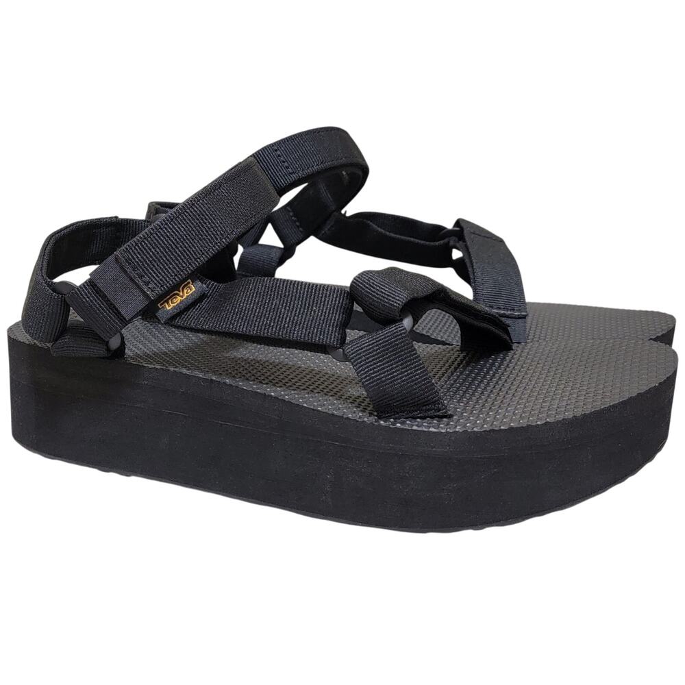 Teva Women Flatform Universal Platform Strappy Sandals Size US 11 Black SY9O